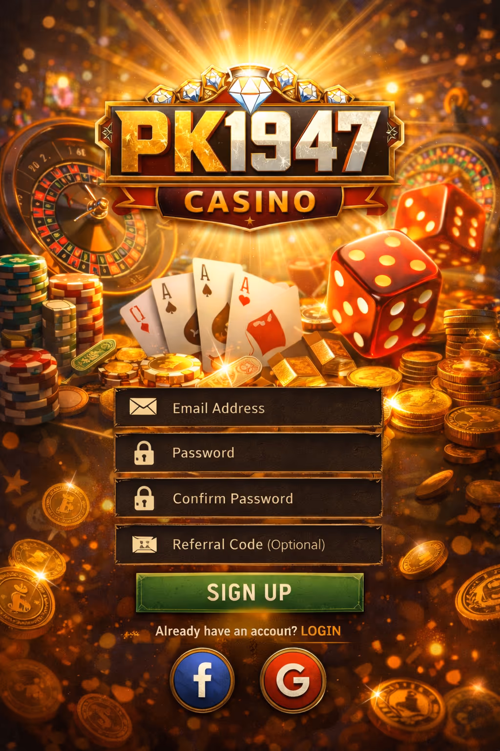 PK1947 login screen