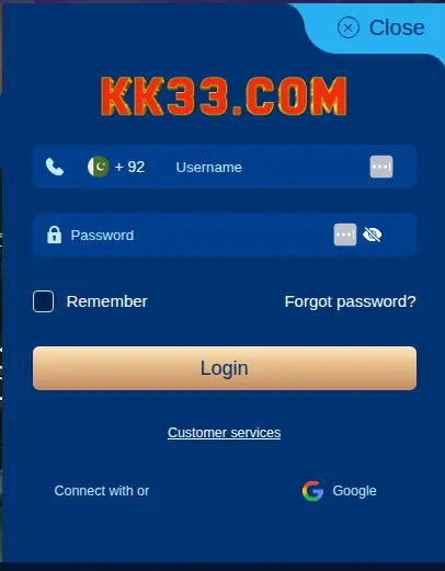 KK33 Game setup screen